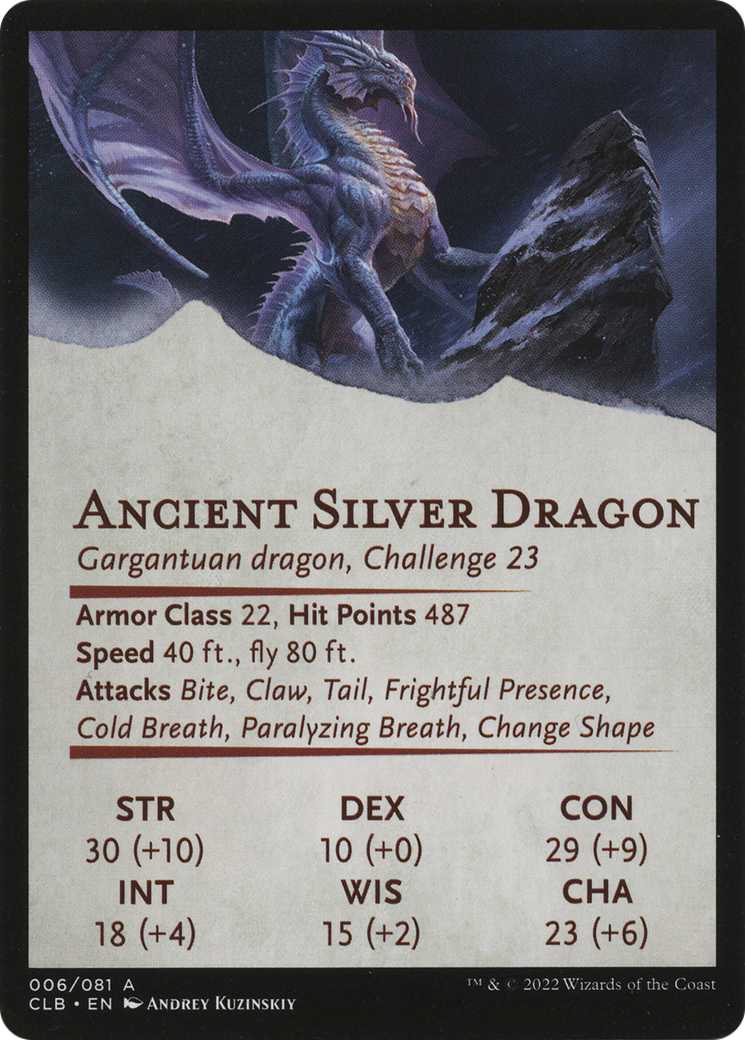 Ancient Silver Dragon // Ancient Silver Dragon (ACLB-006) - Battle for Baldur's Gate Art Series (Borderless) - Premium MTG Single from Wizards of the Coast - Just $0! Shop now at Game Crave Tournament Store
