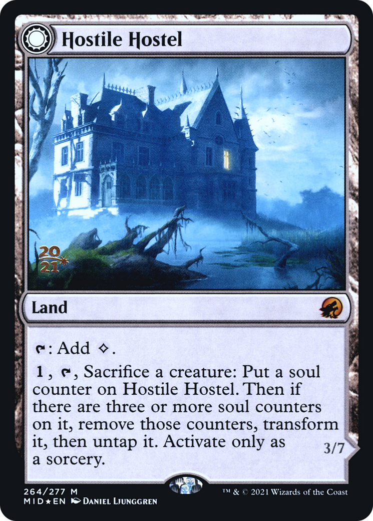 Hostile Hostel // Creeping Inn (PMID-264S) - Innistrad: Midnight Hunt Promos: (Double Faced Transform) Foil - Premium MTG Single from Wizards of the Coast - Just $0.28! Shop now at Game Crave Tournament Store