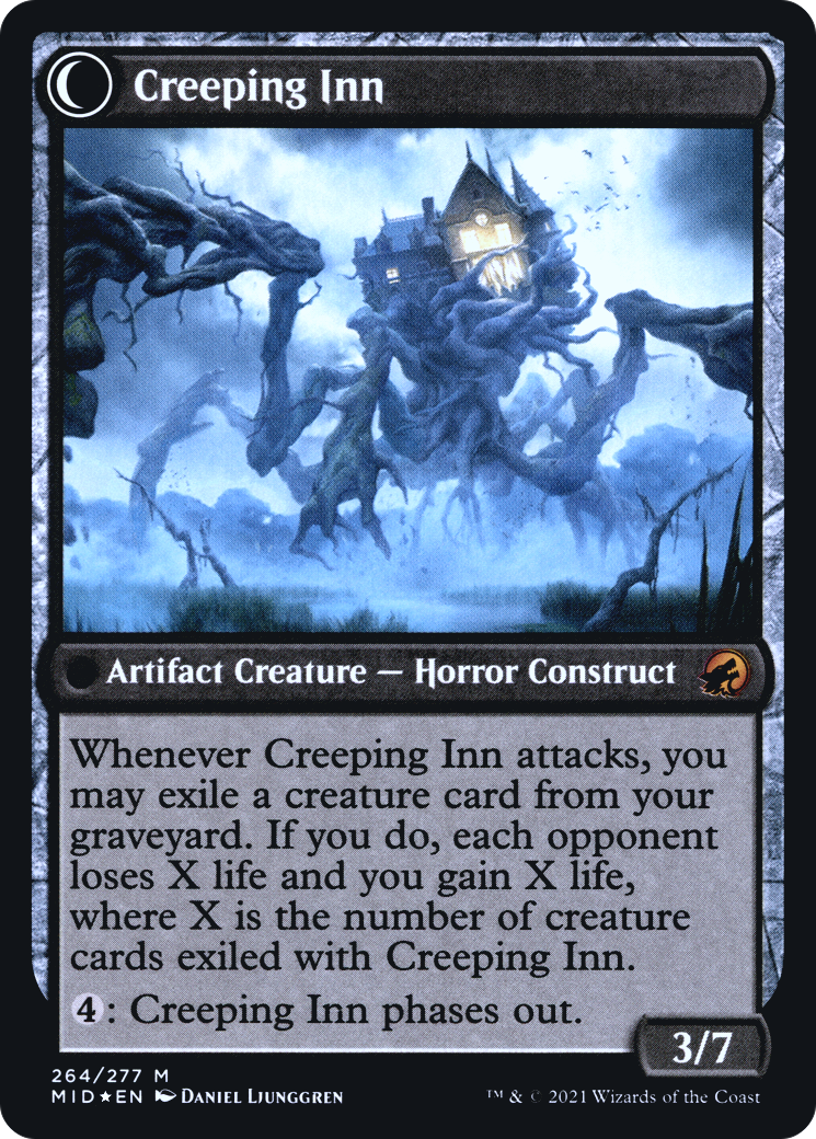 Hostile Hostel // Creeping Inn (PMID-264S) - Innistrad: Midnight Hunt Promos: (Double Faced Transform) Foil - Premium MTG Single from Wizards of the Coast - Just $0.28! Shop now at Game Crave Tournament Store