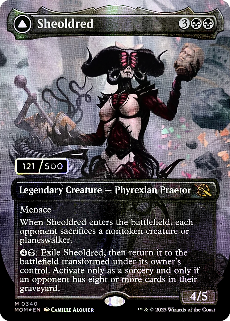 Sheoldred // The True Scriptures (MOM-340) - March of the Machine (Borderless) Foil - Premium MTG Single from Wizards of the Coast - Just $997.91! Shop now at Game Crave Tournament Store