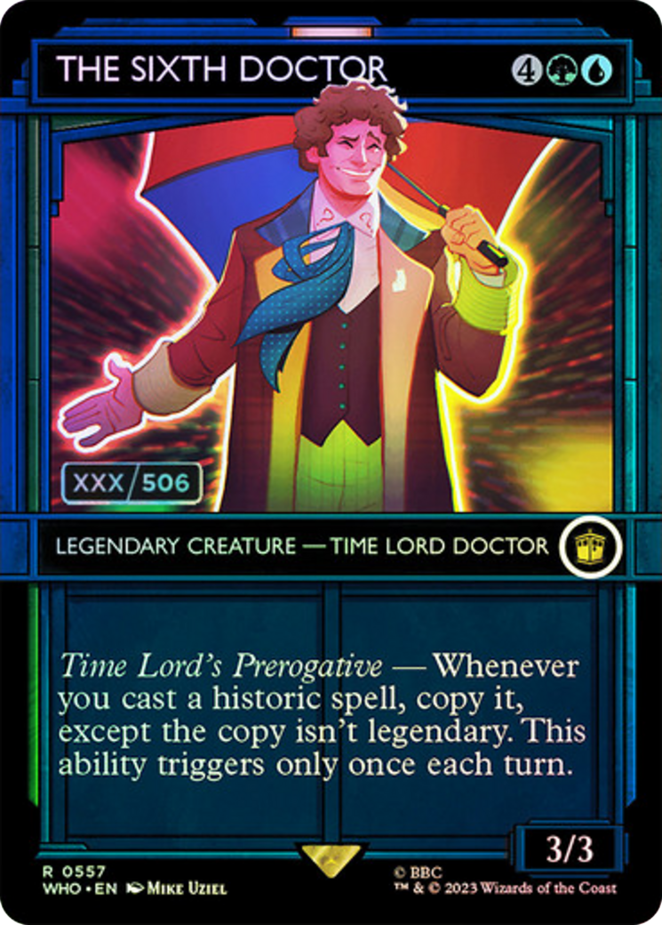 The Sixth Doctor (WHO-557Z) - Doctor Who: (Showcase) (Borderless) Foil - Premium MTG Single from Wizards of the Coast - Just $43.66! Shop now at Game Crave Tournament Store