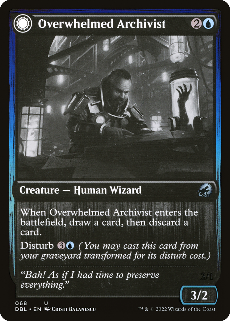 Overwhelmed Archivist // Archive Haunt (DBL-068) - Innistrad: Double Feature: (Double Faced Transform) Foil - Premium MTG Single from Wizards of the Coast - Just $0.08! Shop now at Game Crave Tournament Store