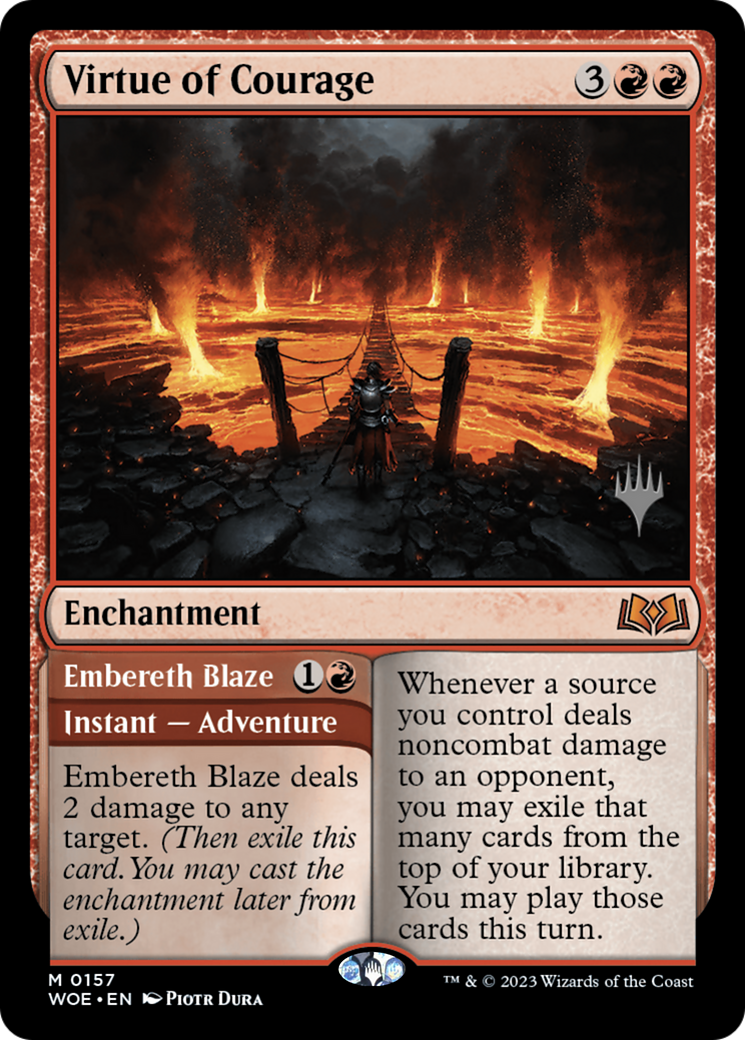 Virtue of Courage // Embereth Blaze (PWOE-157P) - Wilds of Eldraine Promos - Premium MTG Single from Wizards of the Coast - Just $0.25! Shop now at Game Crave Tournament Store