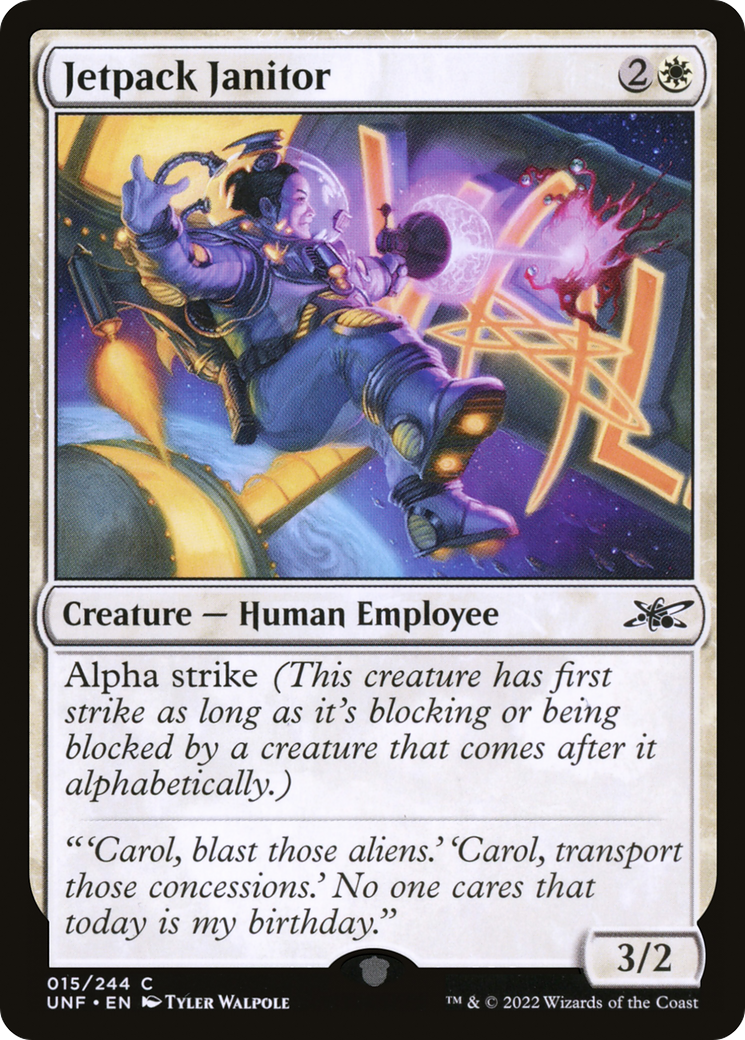 Jetpack Janitor (UNF-015) - Unfinity Foil - Premium MTG Single from Wizards of the Coast - Just $0.25! Shop now at Game Crave Tournament Store