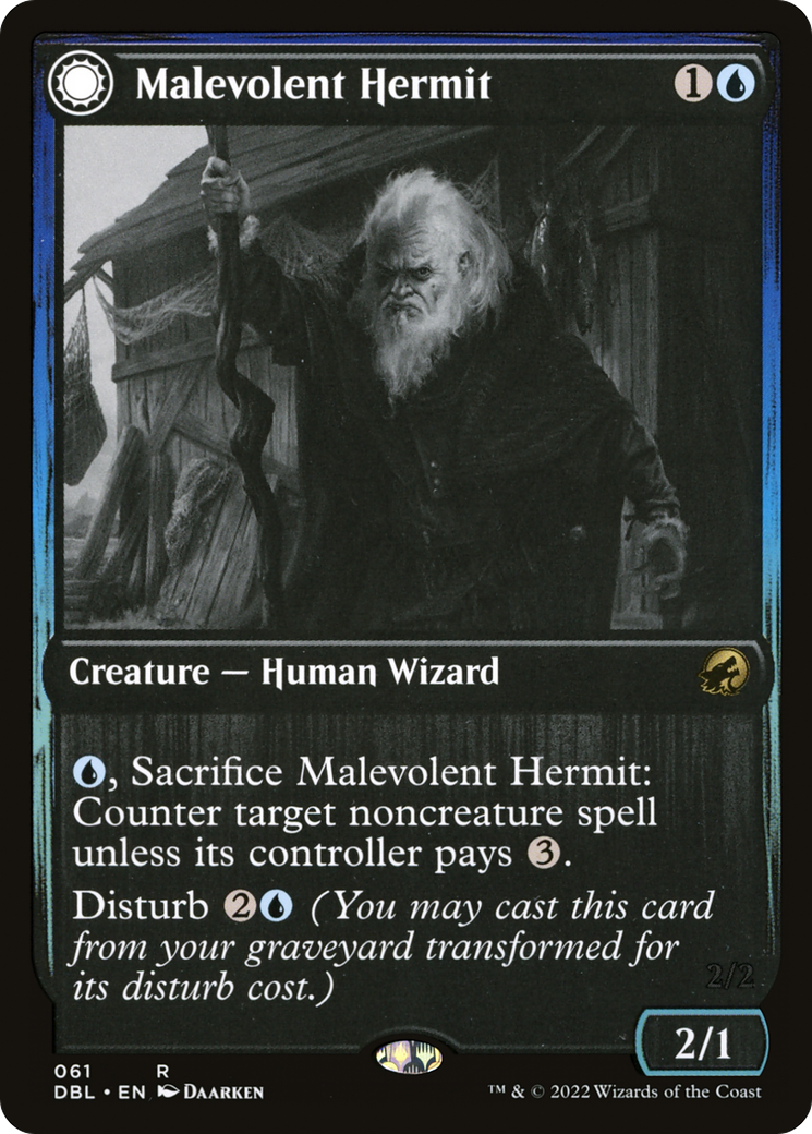 Malevolent Hermit // Benevolent Geist (DBL-061) - Innistrad: Double Feature: (Double Faced Transform) - Premium MTG Single from Wizards of the Coast - Just $1.03! Shop now at Game Crave Tournament Store
