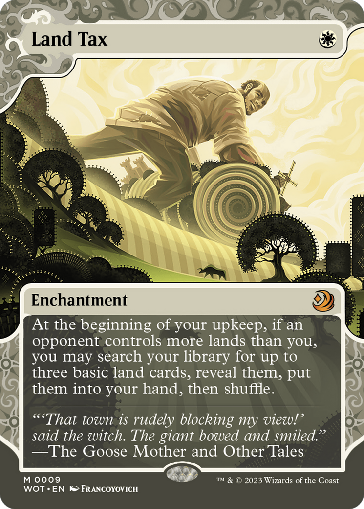 Land Tax (WOT-009) - Wilds of Eldraine: Enchanting Tales: (Showcase) (Borderless) - Premium MTG Single from Wizards of the Coast - Just $4.28! Shop now at Game Crave Tournament Store
