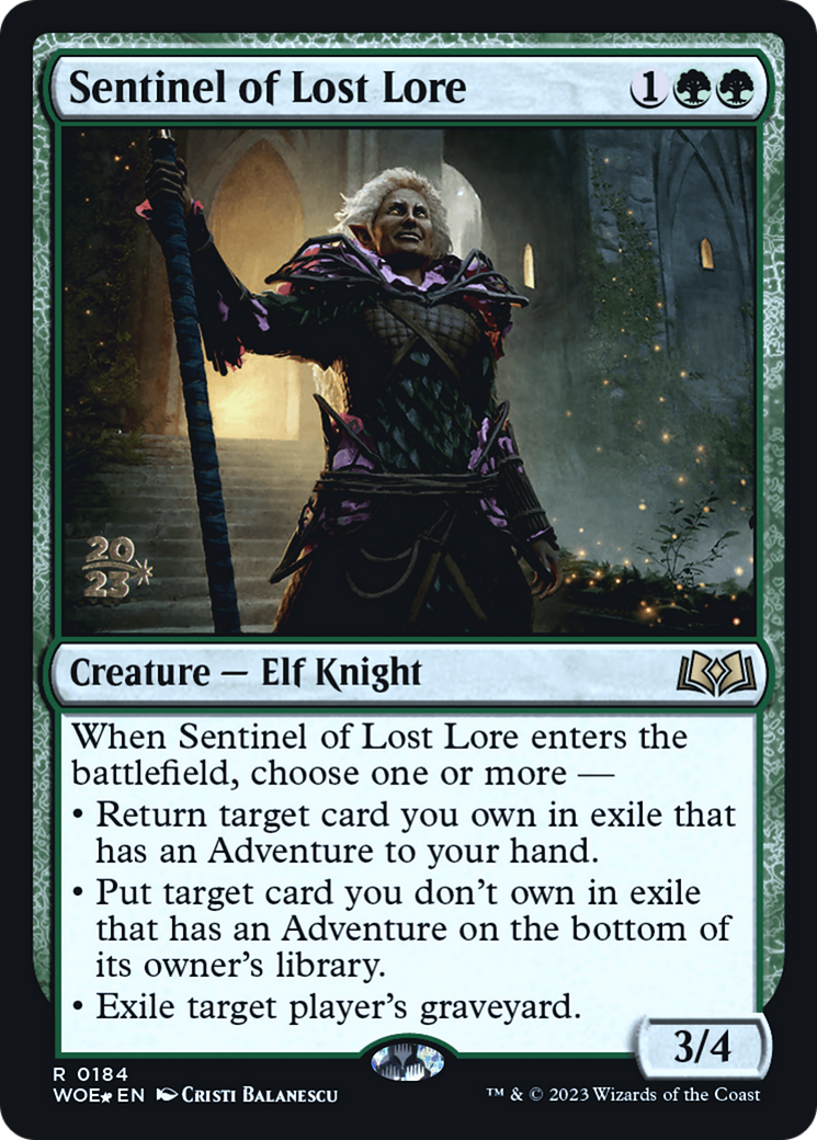 Sentinel of Lost Lore (PWOE-184S) - Wilds of Eldraine Promos Foil - Premium MTG Single from Wizards of the Coast - Just $0.11! Shop now at Game Crave Tournament Store