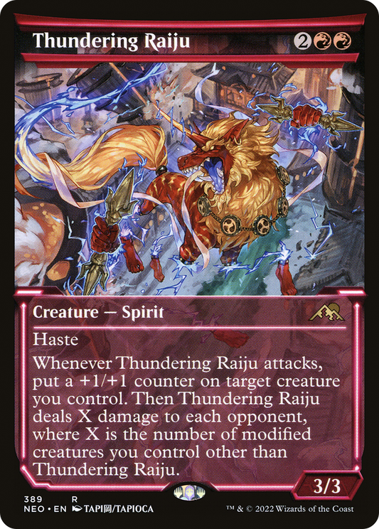 Thundering Raiju (NEO-389) - Kamigawa: Neon Dynasty: (Showcase) - Premium MTG Single from Wizards of the Coast - Just $0.30! Shop now at Game Crave Tournament Store