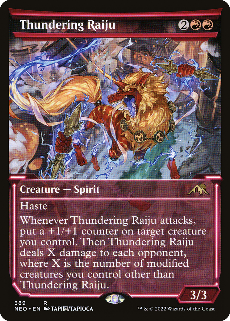 Thundering Raiju (NEO-389) - Kamigawa: Neon Dynasty: (Showcase) Foil - Premium MTG Single from Wizards of the Coast - Just $1.53! Shop now at Game Crave Tournament Store