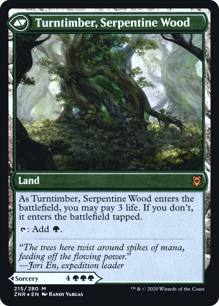 Turntimber Symbiosis // Turntimber, Serpentine Wood (PZNR-215S) - Zendikar Rising Promos Foil - Premium MTG Single from Wizards of the Coast - Just $1.24! Shop now at Game Crave Tournament Store