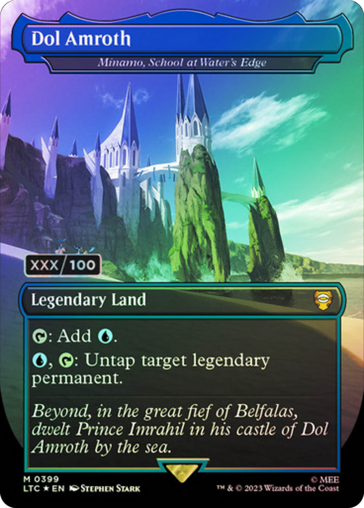 Minamo, School at Water's Edge (LTC-399Z) - Tales of Middle-earth Commander / Dol Amroth (Borderless) Foil - Premium MTG Single from Wizards of the Coast - Just $439.99! Shop now at Game Crave Tournament Store