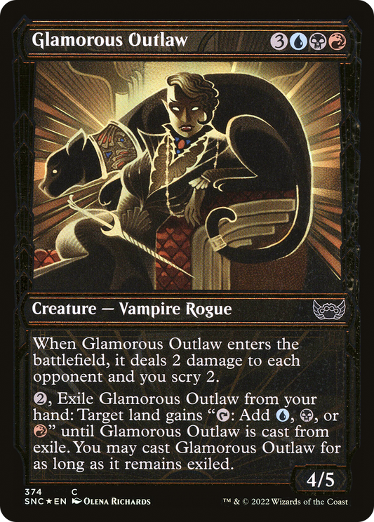 Glamorous Outlaw (SNC-374) - Streets of New Capenna: (Showcase) Foil - Premium MTG Single from Wizards of the Coast - Just $0.25! Shop now at Game Crave Tournament Store