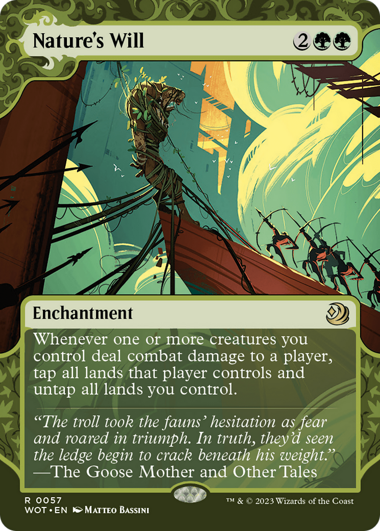 Nature's Will (WOT-057) - Wilds of Eldraine: Enchanting Tales: (Showcase) (Borderless) Foil - Premium MTG Single from Wizards of the Coast - Just $0.89! Shop now at Game Crave Tournament Store