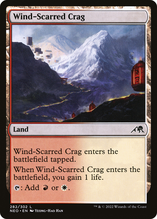 Wind-Scarred Crag (NEO-282) - Kamigawa: Neon Dynasty - Premium MTG Single from Wizards of the Coast - Just $0.25! Shop now at Game Crave Tournament Store
