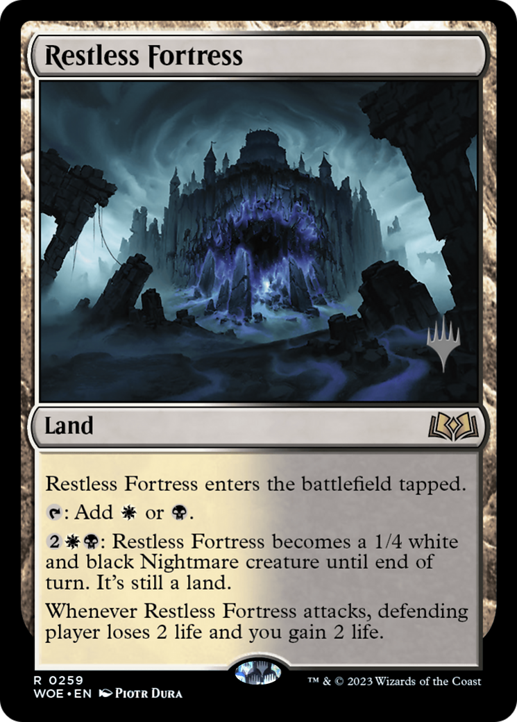 Restless Fortress (PWOE-259P) - Wilds of Eldraine Promos Foil - Premium MTG Single from Wizards of the Coast - Just $0.19! Shop now at Game Crave Tournament Store