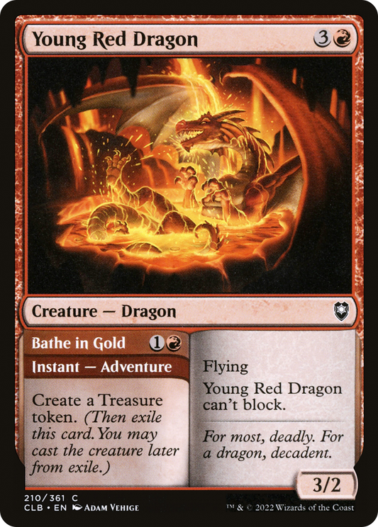 Young Red Dragon // Bathe in Gold (CLB-210) - Commander Legends: Battle for Baldur's Gate - Premium MTG Single from Wizards of the Coast - Just $0.08! Shop now at Game Crave Tournament Store