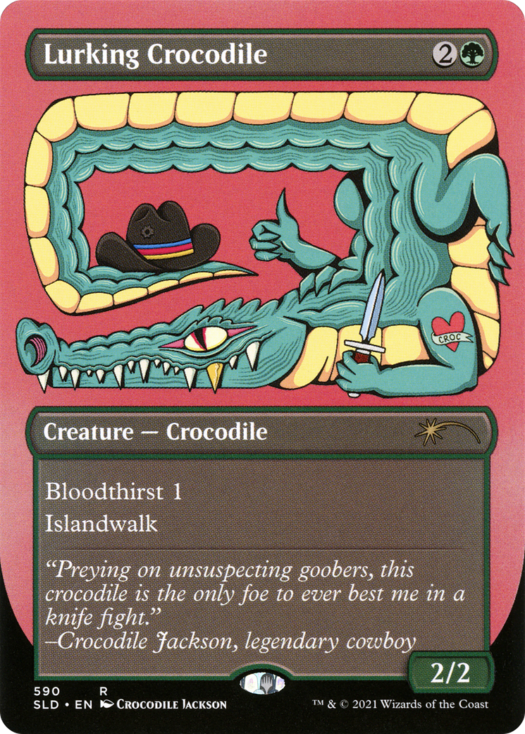 Lurking Crocodile (SLD-590) - Secret Lair Drop (Borderless) Etched Foil - Premium MTG Single from Wizards of the Coast - Just $0.26! Shop now at Game Crave Tournament Store
