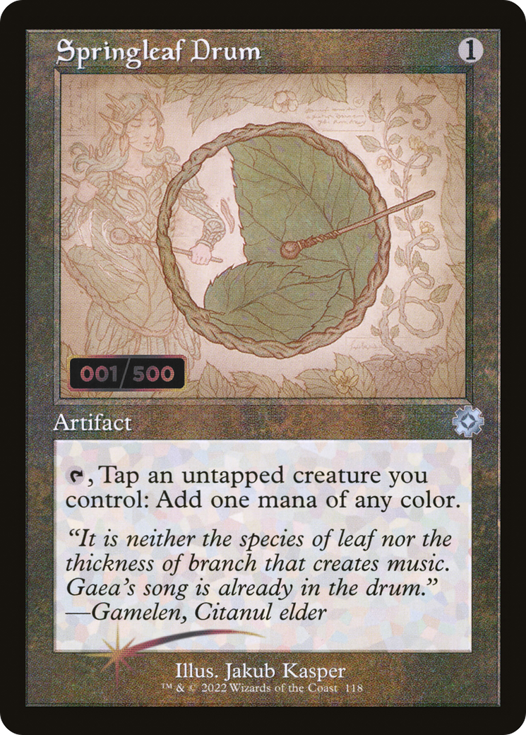 Springleaf Drum (BRR-118Z) - The Brothers' War Retro Artifacts Foil - Premium MTG Single from Wizards of the Coast - Just $75.88! Shop now at Game Crave Tournament Store