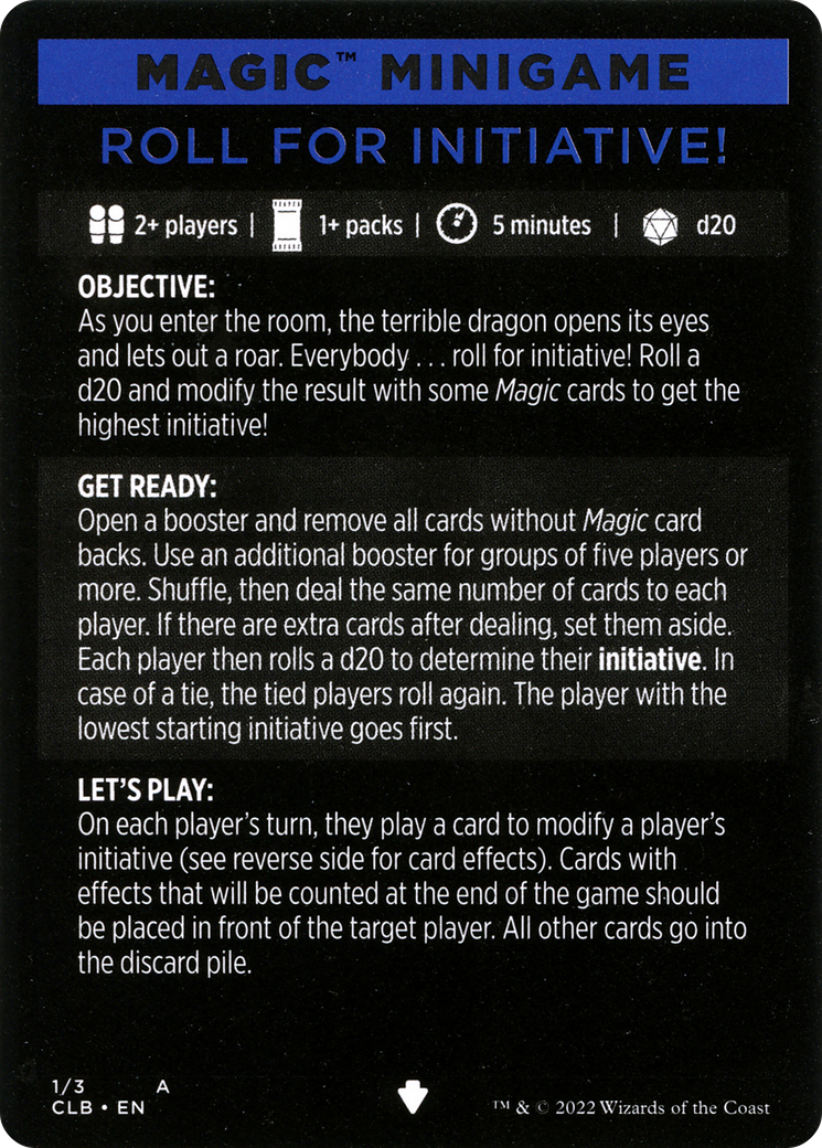 Roll for Initiative // Roll for Initiative (cont'd) (MCLB-001) - Commander Legends: Battle for Baldur's Gate Minigames Foil - Premium MTG Single from Wizards of the Coast - Just $0! Shop now at Game Crave Tournament Store