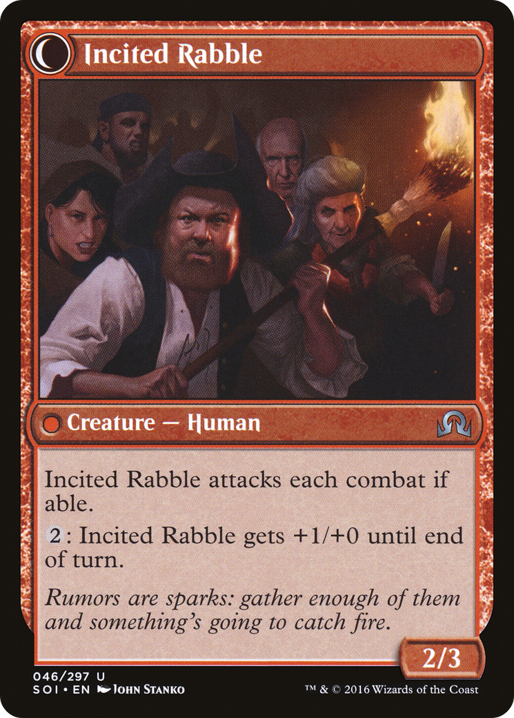 Town Gossipmonger // Incited Rabble (SOI-046) - Shadows over Innistrad: (Double Faced Transform) - Premium MTG Single from Wizards of the Coast - Just $0.25! Shop now at Game Crave Tournament Store
