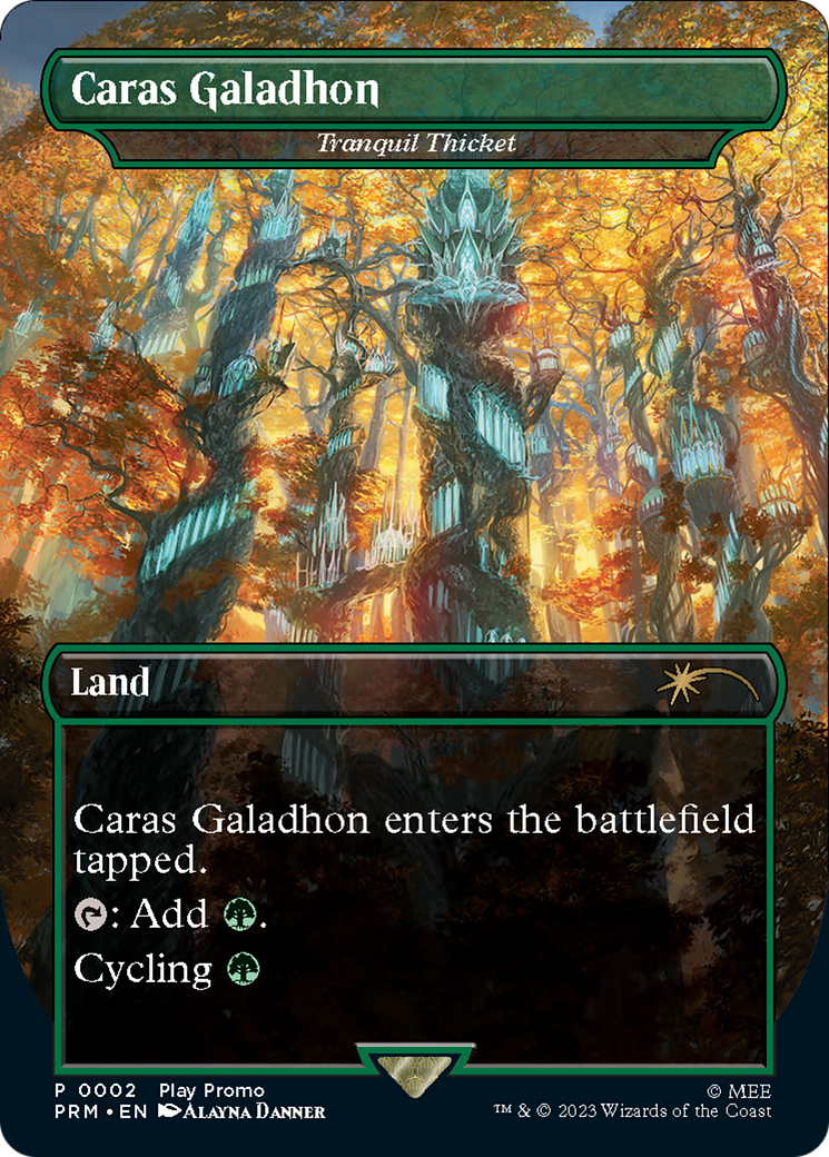 Tranquil Thicket (PF23-002) - MagicFest 2023 / Caras Galadhon (Borderless) - Premium MTG Single from Wizards of the Coast - Just $1.10! Shop now at Game Crave Tournament Store