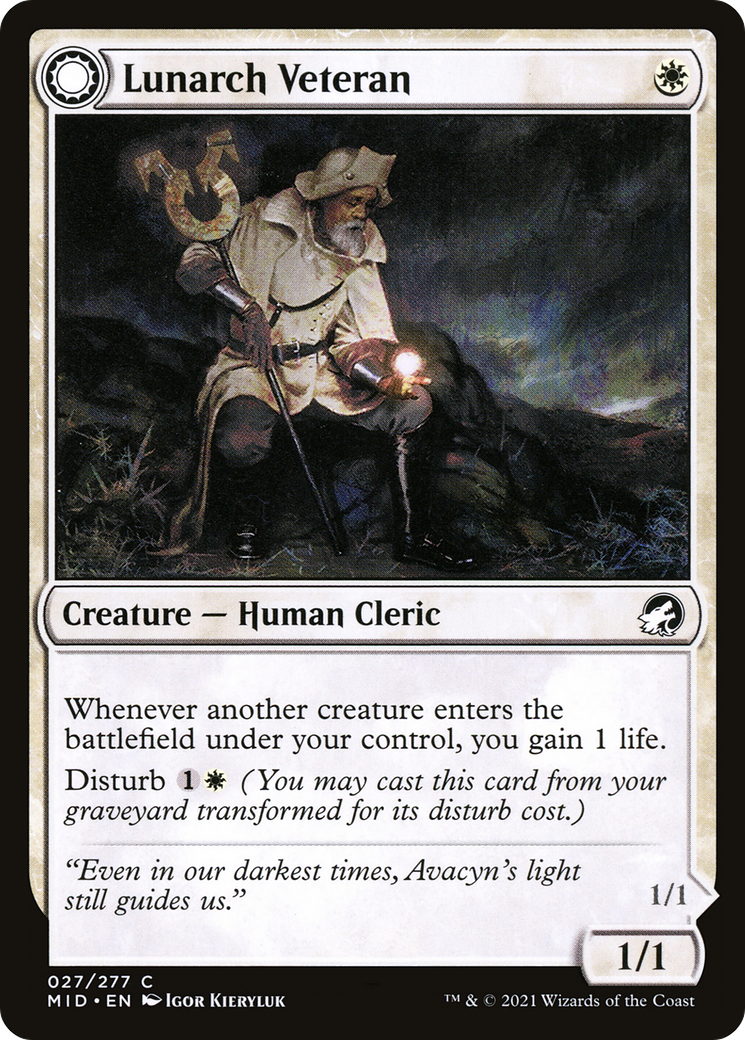 Lunarch Veteran // Luminous Phantom (MID-027) - Innistrad: Midnight Hunt: (Double Faced Transform) - Premium MTG Single from Wizards of the Coast - Just $0.25! Shop now at Game Crave Tournament Store