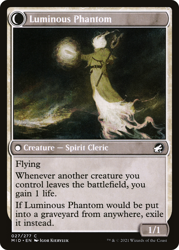 Lunarch Veteran // Luminous Phantom (MID-027) - Innistrad: Midnight Hunt: (Double Faced Transform) Foil - Premium MTG Single from Wizards of the Coast - Just $0.26! Shop now at Game Crave Tournament Store