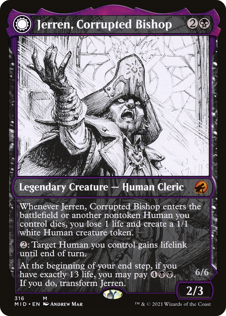 Jerren, Corrupted Bishop // Ormendahl, the Corrupter (MID-316) - Innistrad: Midnight Hunt: (Showcase, Double Faced Transform) - Premium MTG Single from Wizards of the Coast - Just $0.08! Shop now at Game Crave Tournament Store