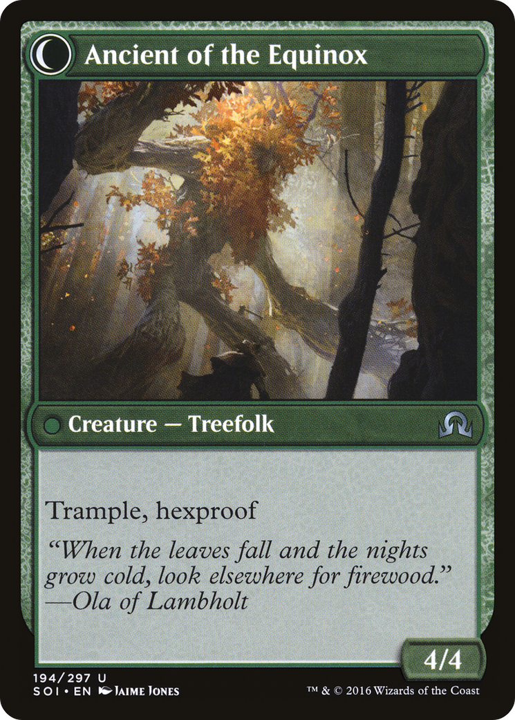 Autumnal Gloom // Ancient of the Equinox (SOI-194) - Shadows over Innistrad: (Double Faced Transform) - Premium MTG Single from Wizards of the Coast - Just $0.25! Shop now at Game Crave Tournament Store