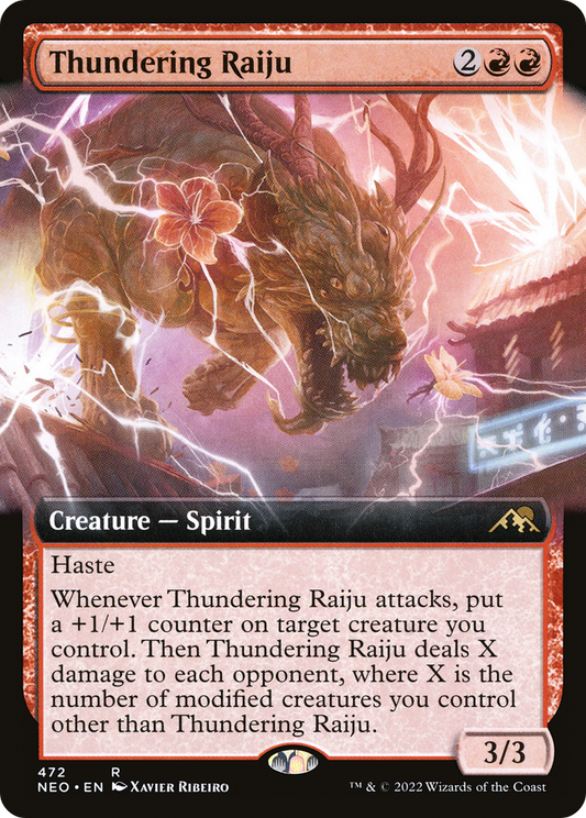 Thundering Raiju (NEO-472) - Kamigawa: Neon Dynasty: (Extended Art) Foil - Premium MTG Single from Wizards of the Coast - Just $0.89! Shop now at Game Crave Tournament Store