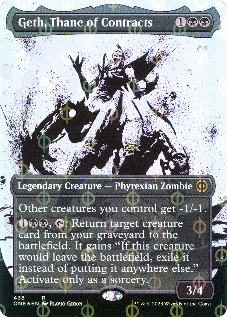 Geth, Thane of Contracts (ONE-438) - Phyrexia: All Will Be One: (Showcase) (Borderless) Foil - Premium MTG Single from Wizards of the Coast - Just $0.08! Shop now at Game Crave Tournament Store