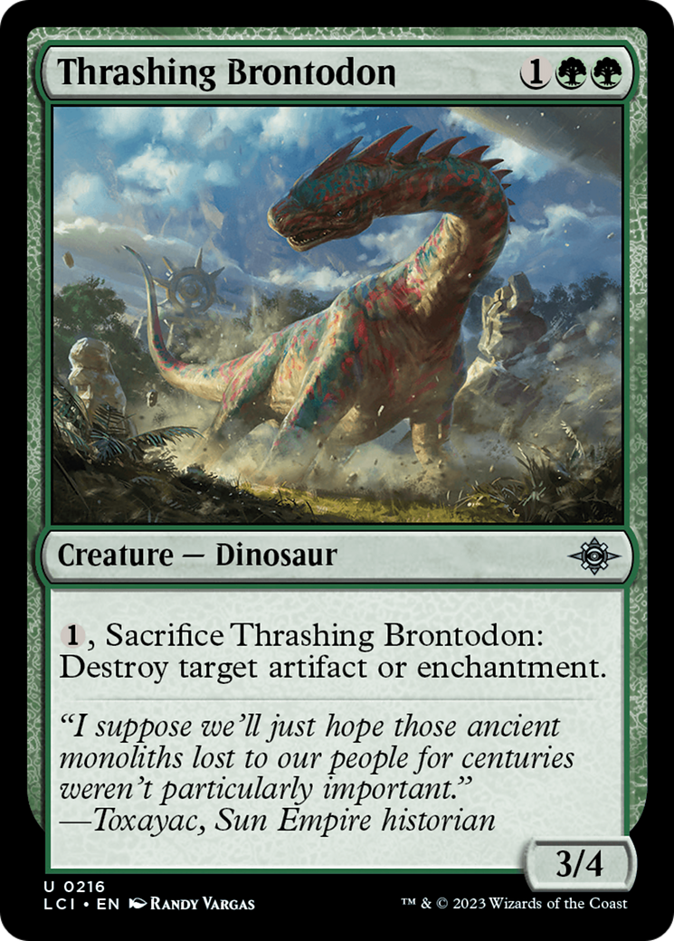 Thrashing Brontodon (LCI-216) - The Lost Caverns of Ixalan Foil - Premium MTG Single from Wizards of the Coast - Just $0.08! Shop now at Game Crave Tournament Store