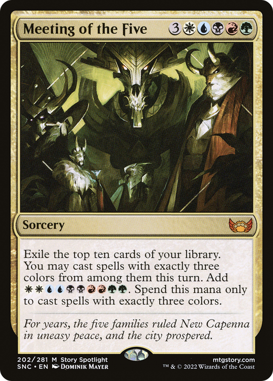 Meeting of the Five (SNC-202) - Streets of New Capenna - Premium MTG Single from Wizards of the Coast - Just $0.08! Shop now at Game Crave Tournament Store