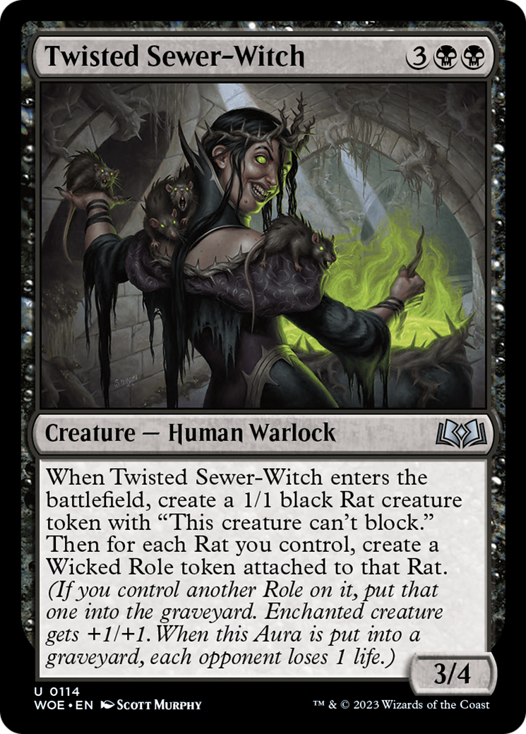 Twisted Sewer-Witch (WOE-114) - Wilds of Eldraine Foil - Premium MTG Single from Wizards of the Coast - Just $0.08! Shop now at Game Crave Tournament Store