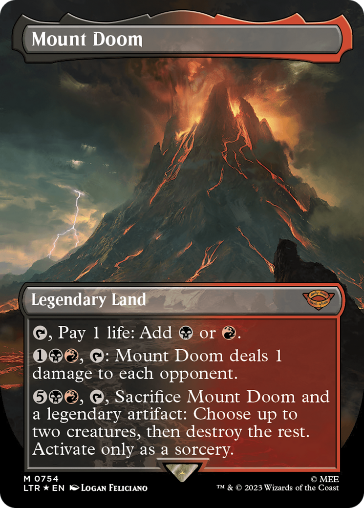 Mount Doom (LTR-754) - The Lord of the Rings: Tales of Middle-earth (Borderless) Foil - Premium MTG Single from Wizards of the Coast - Just $13.34! Shop now at Game Crave Tournament Store