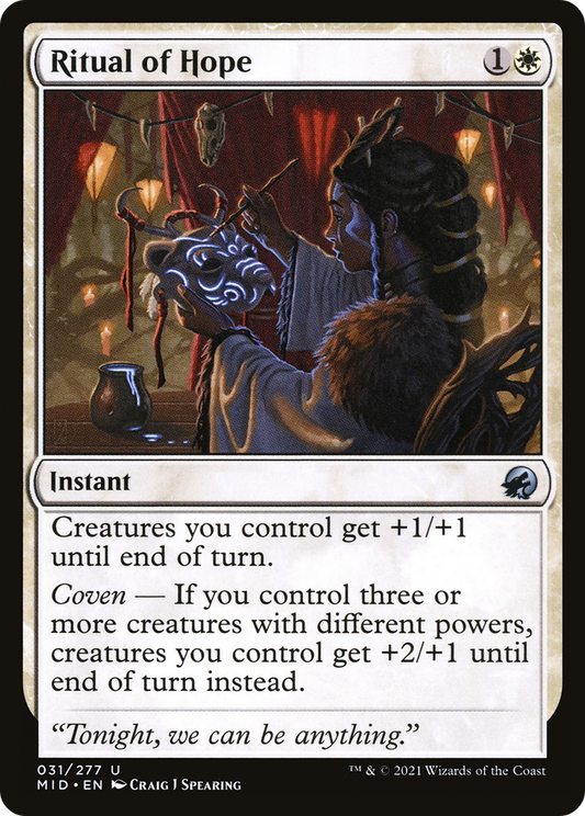 Ritual of Hope (MID-031) - Innistrad: Midnight Hunt - Premium MTG Single from Wizards of the Coast - Just $0.25! Shop now at Game Crave Tournament Store
