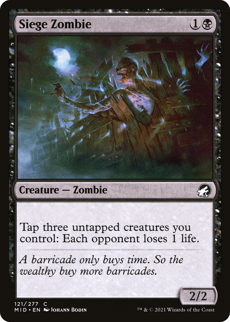 Siege Zombie (MID-121) - Innistrad: Midnight Hunt Foil - Premium MTG Single from Wizards of the Coast - Just $0.08! Shop now at Game Crave Tournament Store