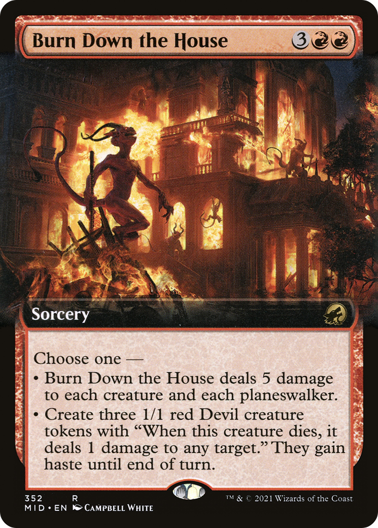 Burn Down the House (MID-352) - Innistrad: Midnight Hunt: (Extended Art) Foil - Premium MTG Single from Wizards of the Coast - Just $0.47! Shop now at Game Crave Tournament Store