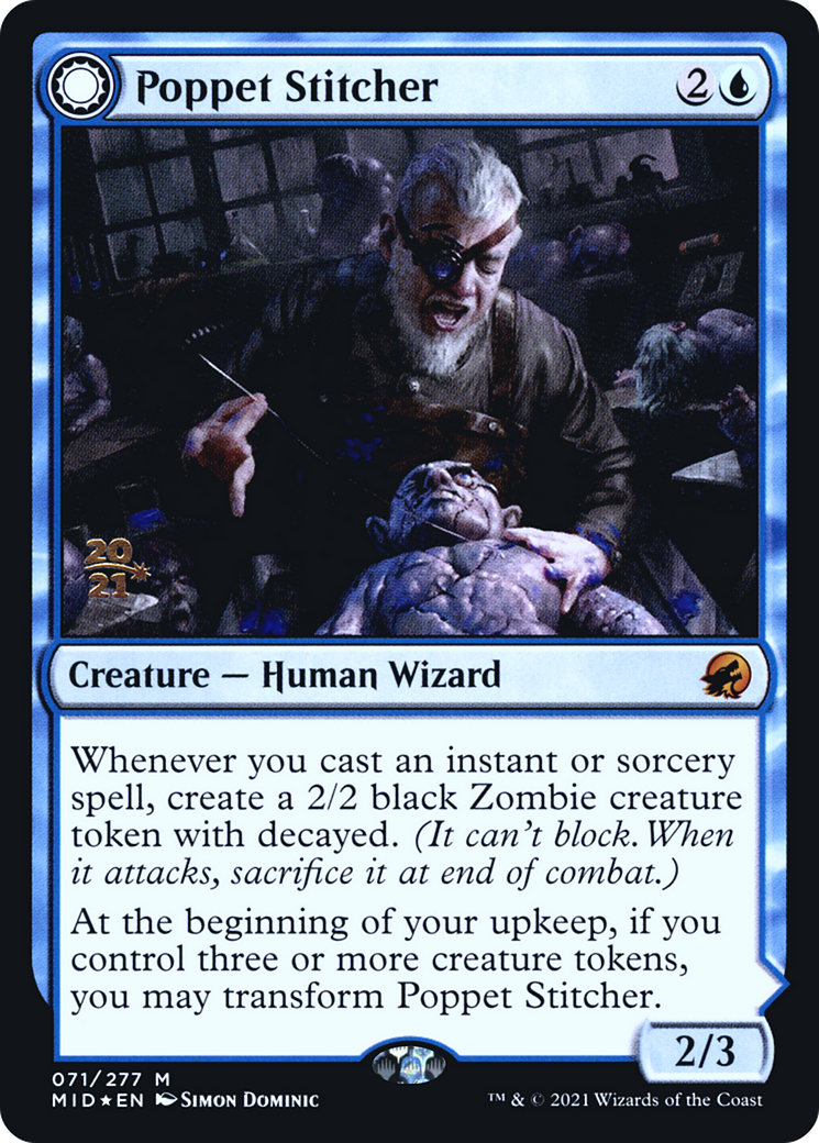 Poppet Stitcher // Poppet Factory (PMID-71S) - Innistrad: Midnight Hunt Promos: (Double Faced Transform) Foil - Premium MTG Single from Wizards of the Coast - Just $0.92! Shop now at Game Crave Tournament Store