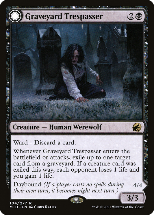 Graveyard Trespasser // Graveyard Glutton (MID-104) - Innistrad: Midnight Hunt: (Double Faced Transform) - Premium MTG Single from Wizards of the Coast - Just $0.12! Shop now at Game Crave Tournament Store