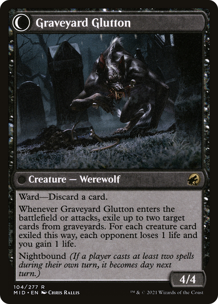 Graveyard Trespasser // Graveyard Glutton (MID-104) - Innistrad: Midnight Hunt: (Double Faced Transform) - Premium MTG Single from Wizards of the Coast - Just $0.12! Shop now at Game Crave Tournament Store