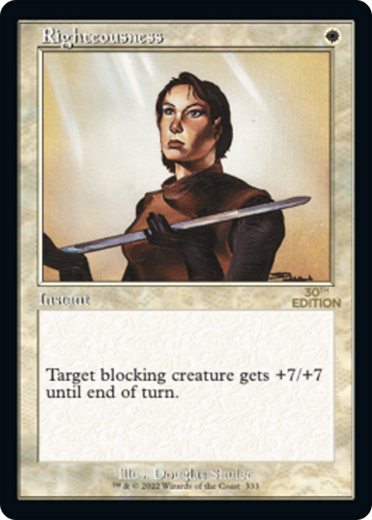Righteousness (30A-333) - 30th Anniversary Edition - Premium MTG Single from Wizards of the Coast - Just $24! Shop now at Game Crave Tournament Store