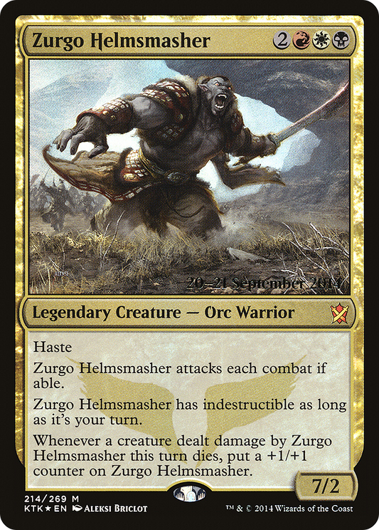 Zurgo Helmsmasher (PKTK-214S) - Khans of Tarkir Promos Foil - Premium MTG Single from Wizards of the Coast - Just $1.02! Shop now at Game Crave Tournament Store