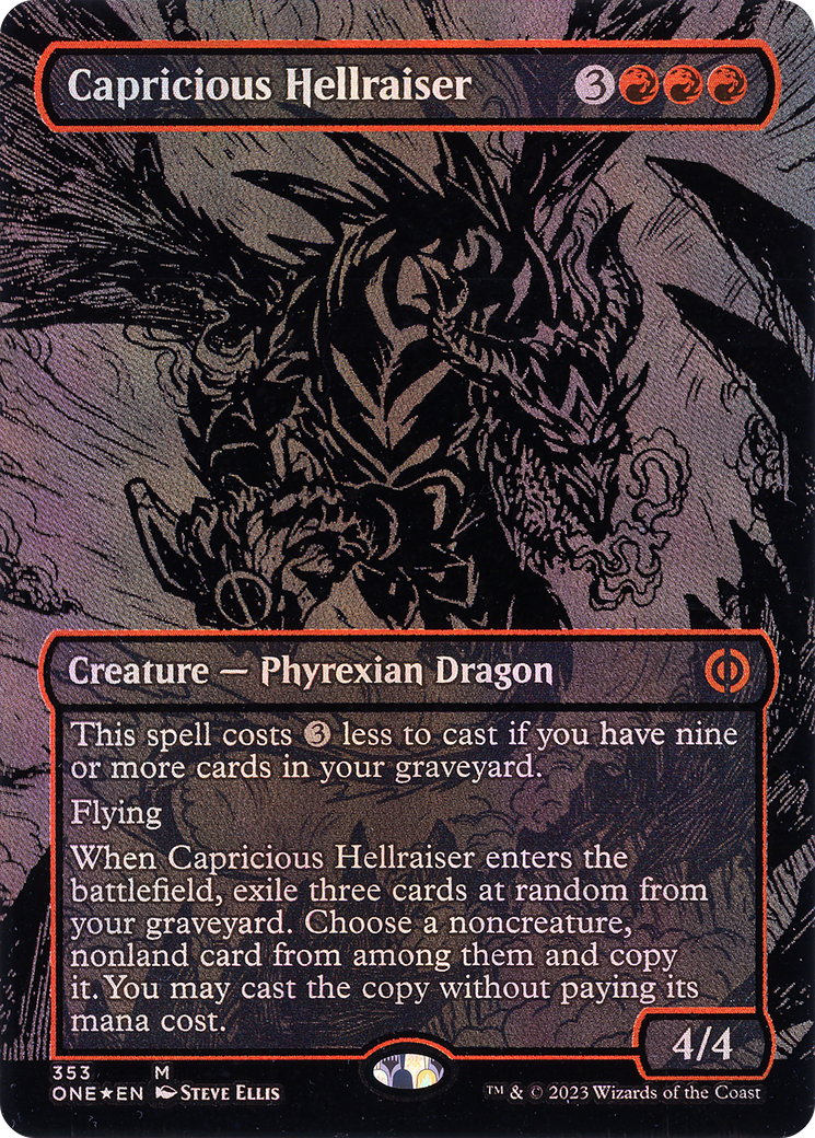 Capricious Hellraiser (ONE-353) - Phyrexia: All Will Be One (Borderless) Foil - Premium MTG Single from Wizards of the Coast - Just $3.90! Shop now at Game Crave Tournament Store