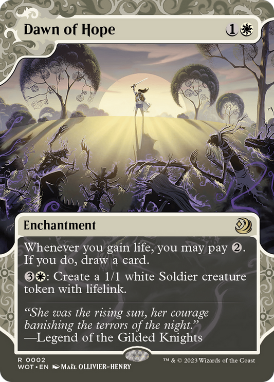 Dawn of Hope (WOT-002) - Wilds of Eldraine: Enchanting Tales: (Showcase) (Borderless) - Premium MTG Single from Wizards of the Coast - Just $0.25! Shop now at Game Crave Tournament Store