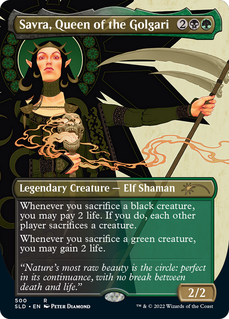 Savra, Queen of the Golgari (SLD-500) - Secret Lair Drop (Borderless) - Premium MTG Single from Wizards of the Coast - Just $0.75! Shop now at Game Crave Tournament Store