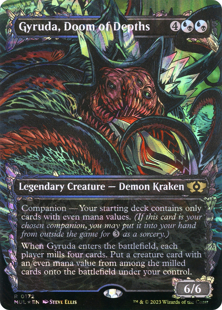 Gyruda, Doom of Depths (MUL-172) - Multiverse Legends: (Showcase) (Borderless) Foil - Premium MTG Single from Wizards of the Coast - Just $2.25! Shop now at Game Crave Tournament Store