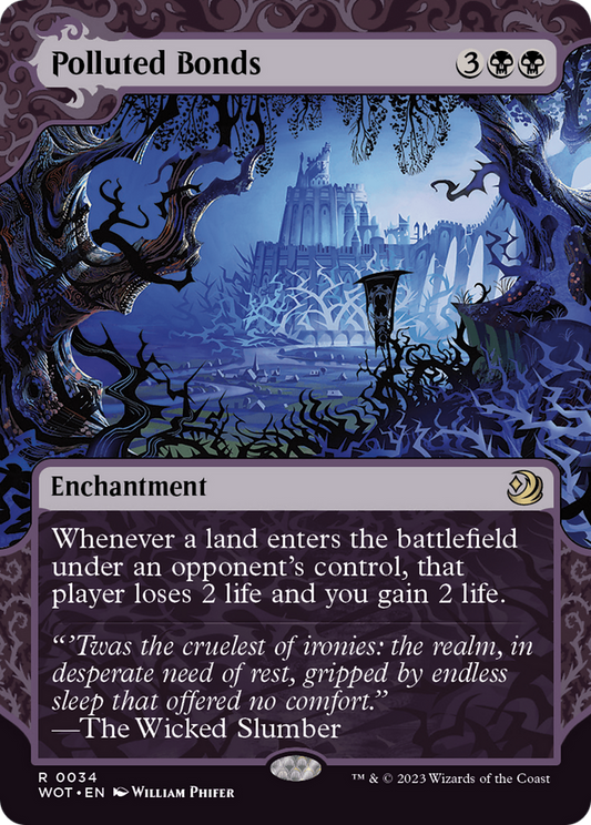 Polluted Bonds (WOT-034) - Wilds of Eldraine: Enchanting Tales: (Showcase) (Borderless) - Premium MTG Single from Wizards of the Coast - Just $0.31! Shop now at Game Crave Tournament Store