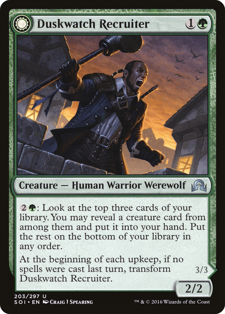 Duskwatch Recruiter // Krallenhorde Howler (SOI-203) - Shadows over Innistrad: (Double Faced Transform) - Premium MTG Single from Wizards of the Coast - Just $0.11! Shop now at Game Crave Tournament Store