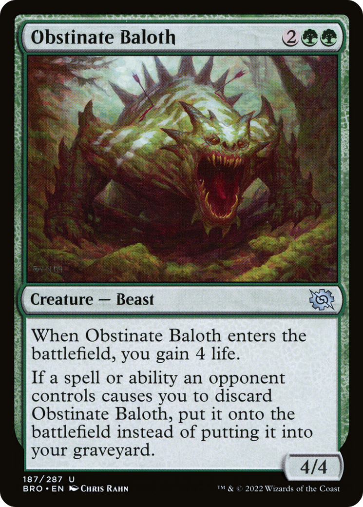 Obstinate Baloth (BRO-187) - The Brothers' War - Premium MTG Single from Wizards of the Coast - Just $0.08! Shop now at Game Crave Tournament Store